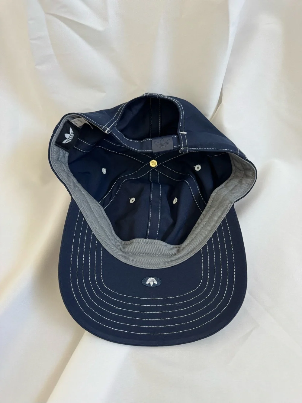 Adidas Unisex Collegiate Preppy Navy Baseball Cap/Dad Hat with White Stitching