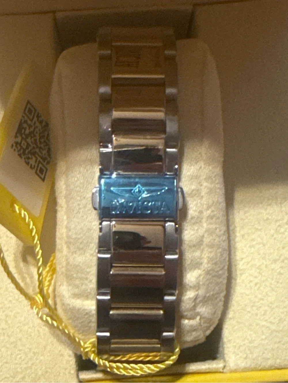 Invicta Silver and Gold Dial Stainless Steel Watch with Blue-Green Links
