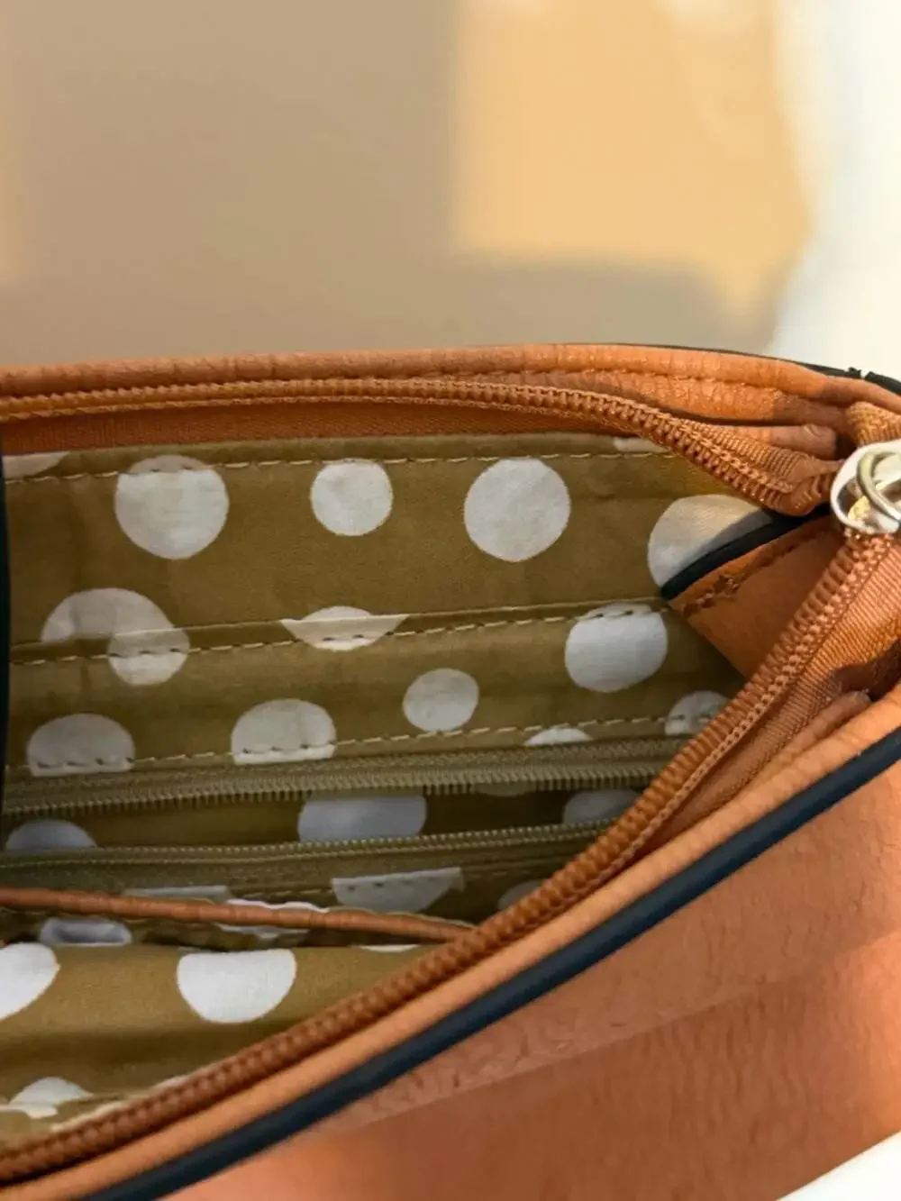 Tan Saddle Crossbody Bag Studded Strap Faux Leather Boho Handbag