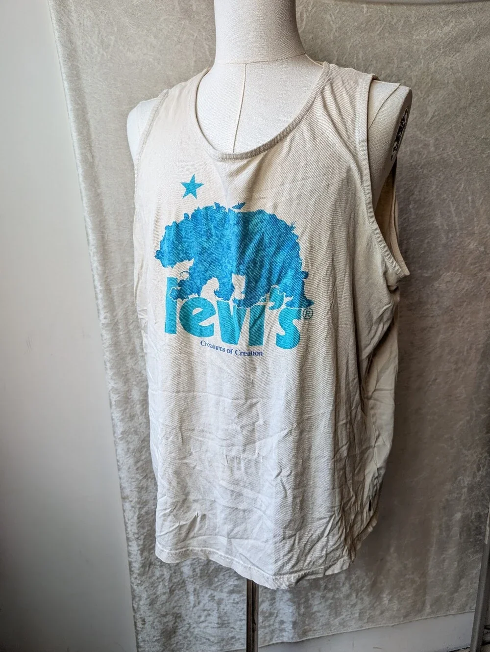 Rare Levi Creatures Of Creation Artist Bear Tank Top Men's XL Relaxed Fit