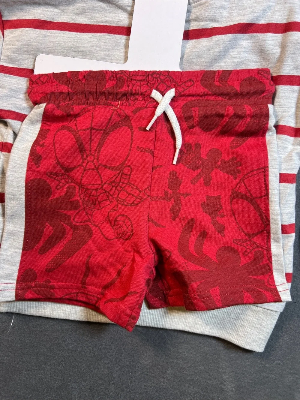 Spiderman Kids Red and Gray Striped Sweatshirt Set