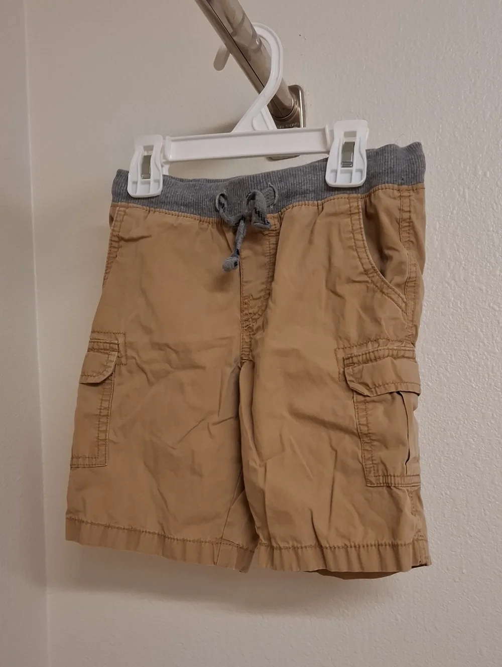 Carter's Tan Cargo Shorts with Gray Rib Waistband