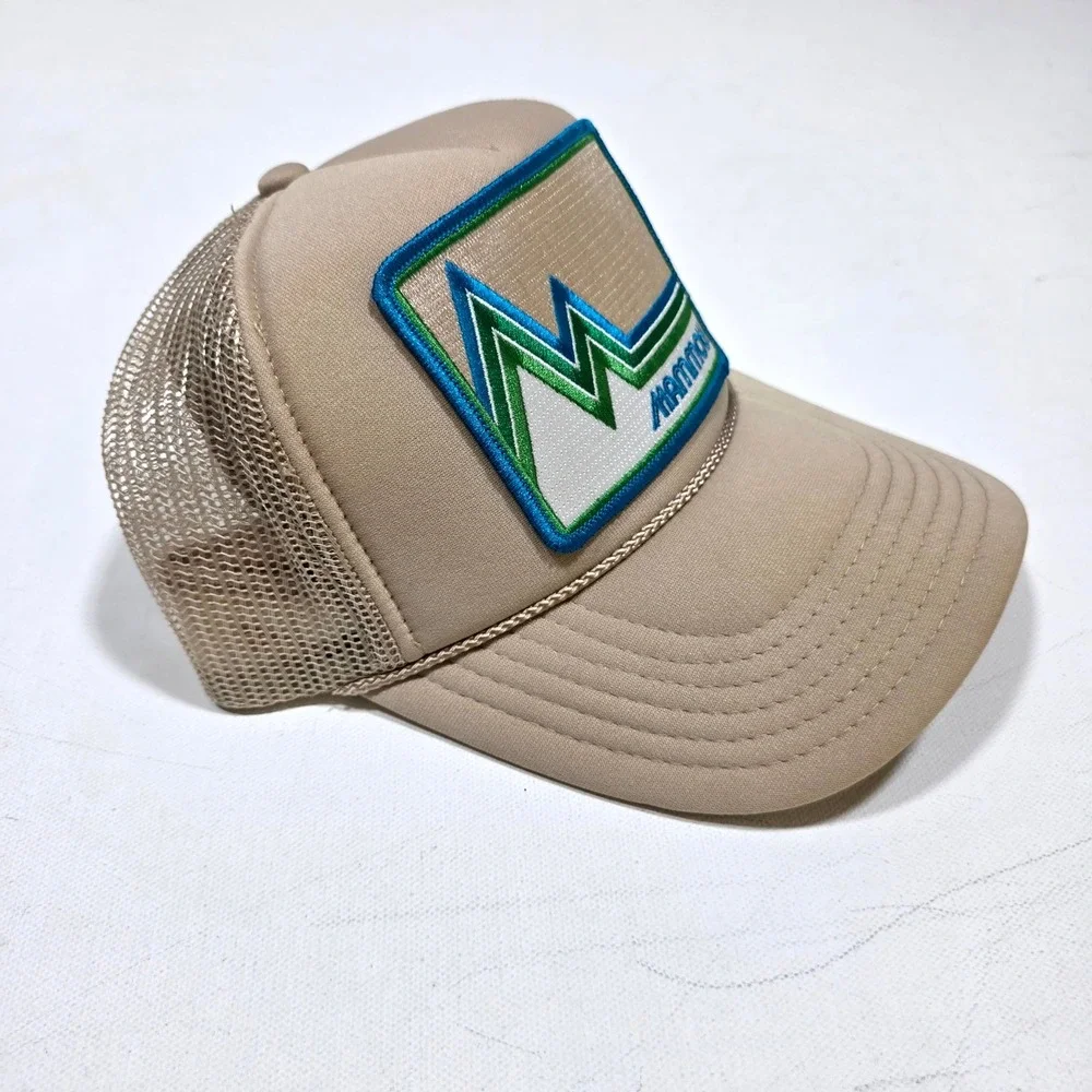 Otto Trucker Hat Tan Mammoth Mountain Patch Mesh Snapback Cap 32-467 Ski