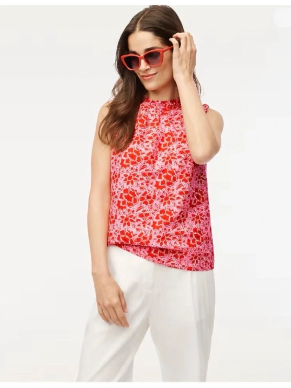 J.Crew Linen blend sleeveless ruffle top