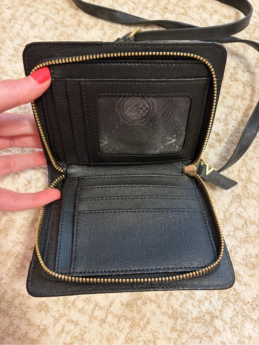 Vince Camuto Black Mila Crossbody Wallet Purse - Like New