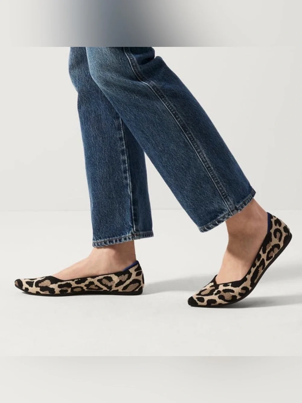Rothy's Leopard Print Pointed Toe Flats - Brown/Black Size 9