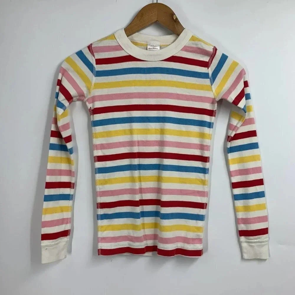 Hanna Andersson Girl's Organic Cotton Striped Long Sleeve Pajama Top Size 10/140