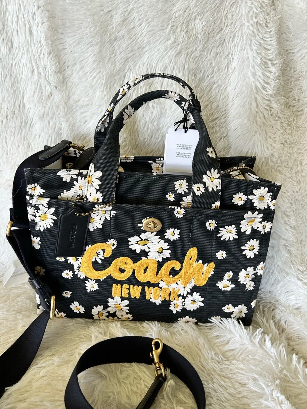 Coach Black Daisy Canvas Tote