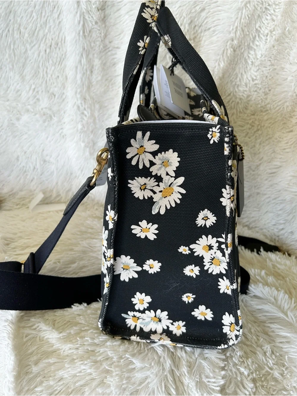 Coach Black Daisy Canvas Tote