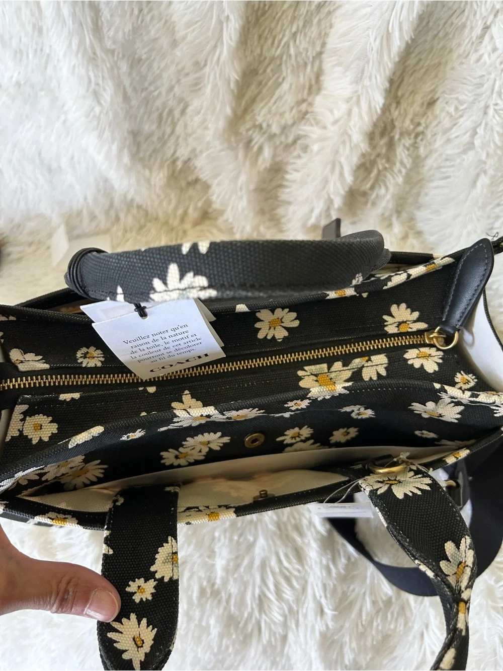 Coach Black Daisy Canvas Tote