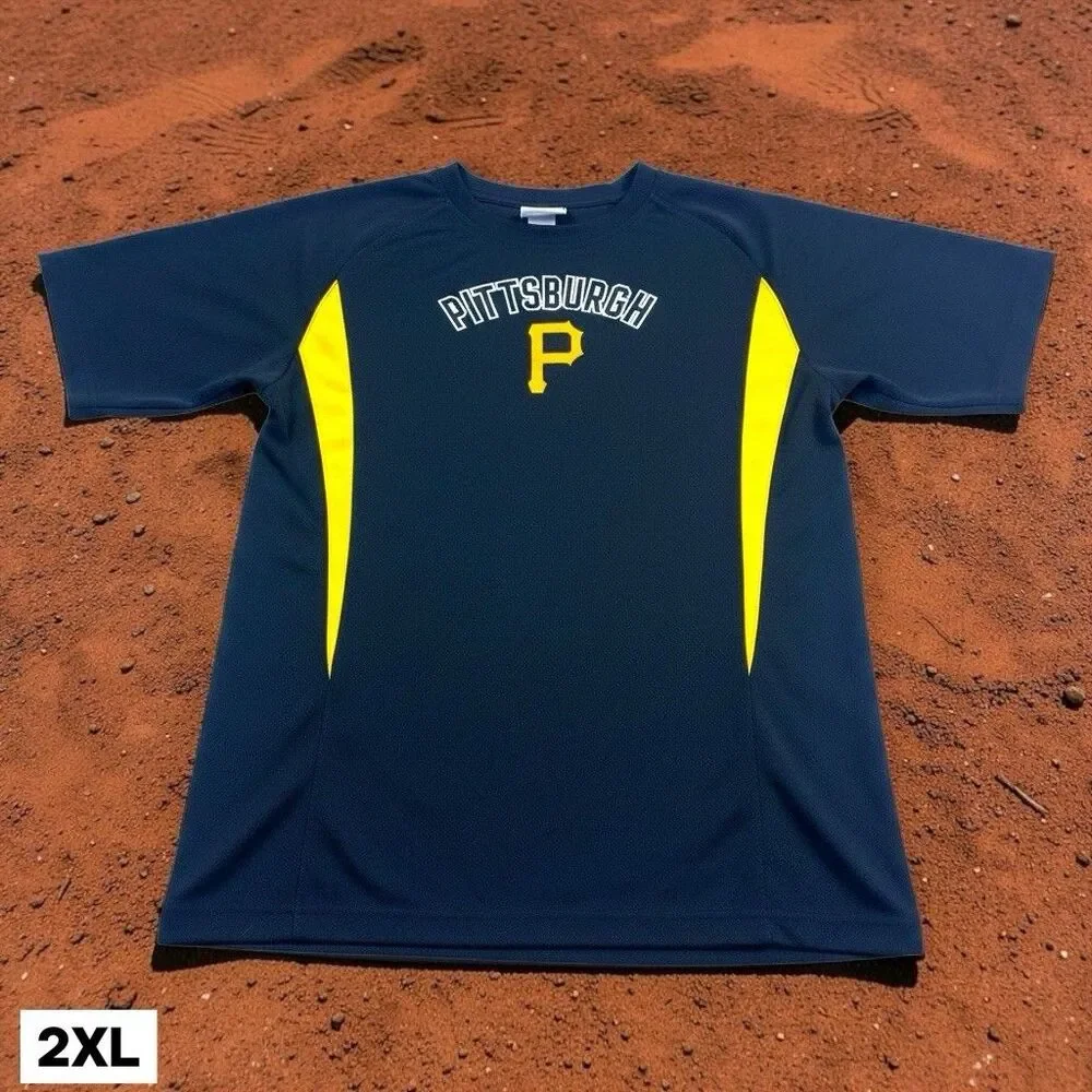Pittsburgh Pirates MLB Shirt Mens 2XL Black Yellow Baseball Moisture Wicking