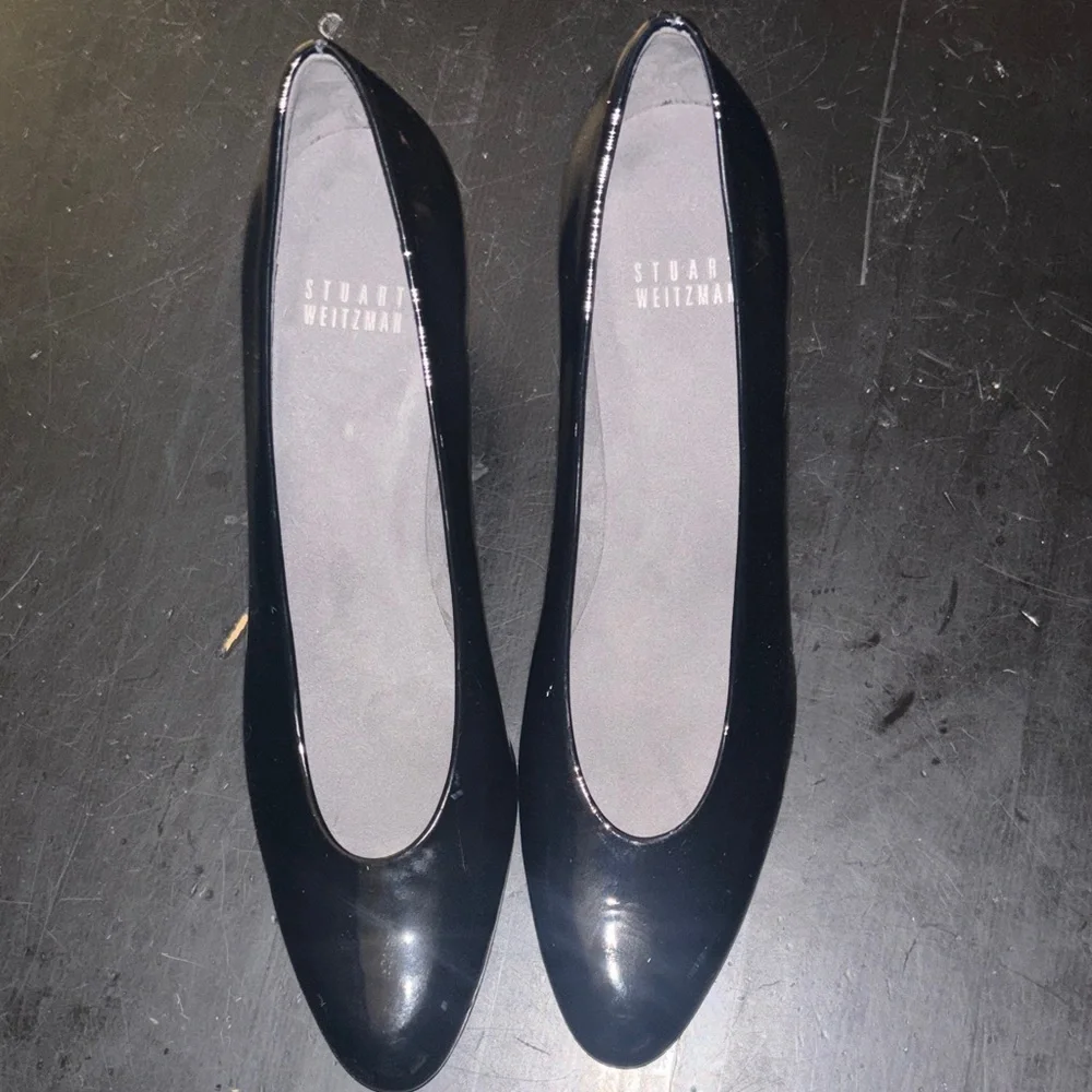 NWOB Stuart Weitzman Black Leather Heels Sizs 7.5