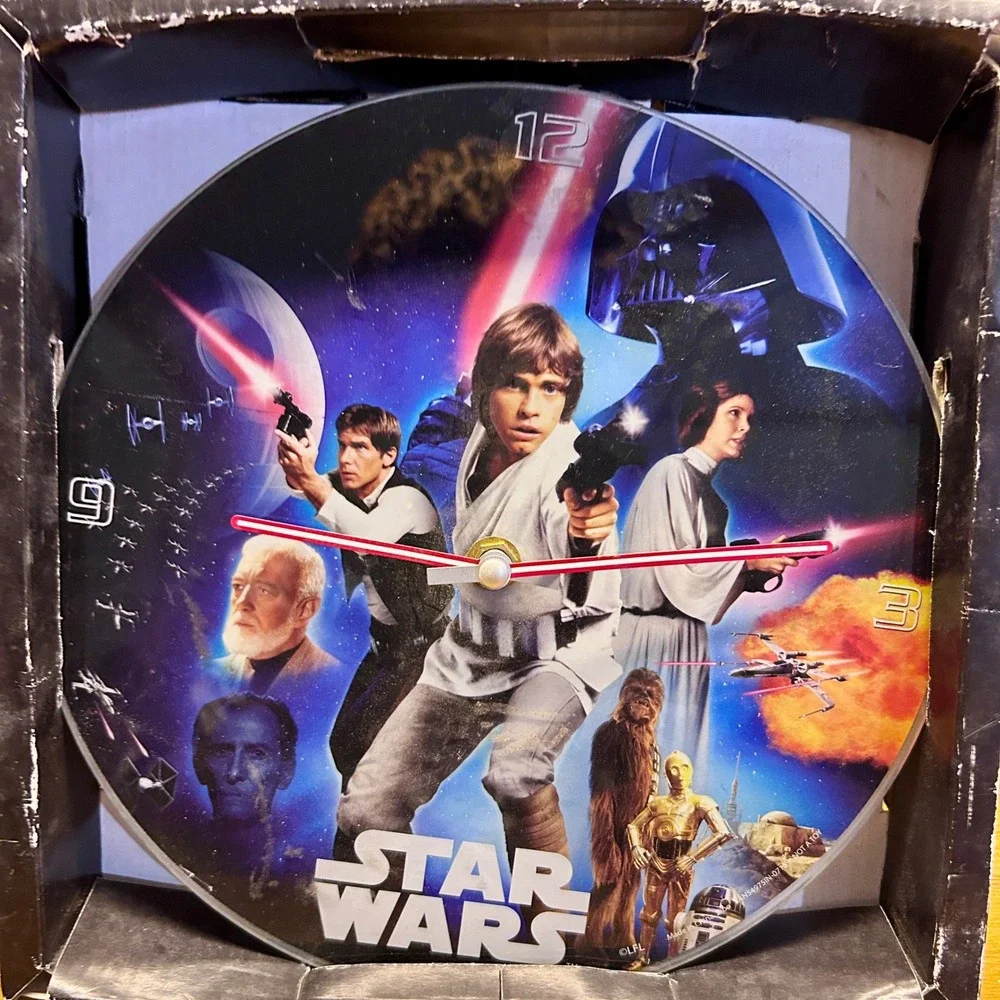 Star Wars Glass Wall Clock Vandor 9in Multicolor Glass New hope luke skywalker