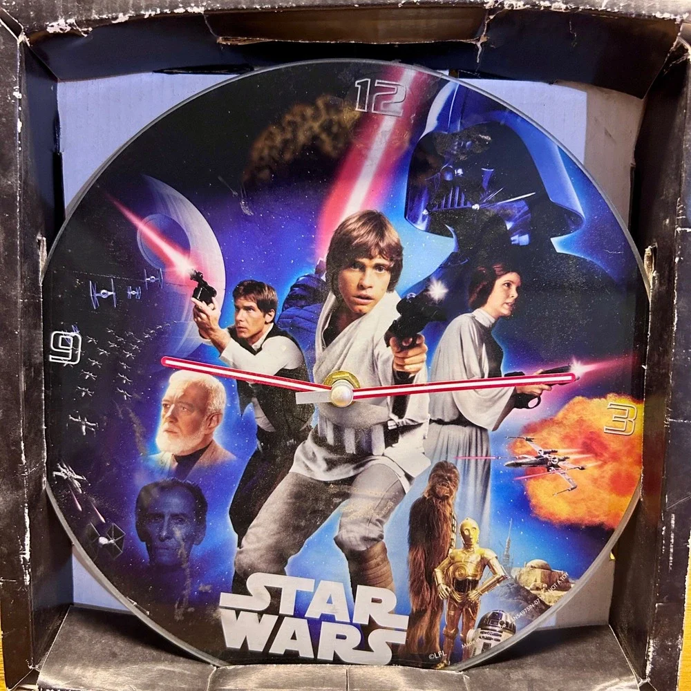 Star Wars Glass Wall Clock Vandor 9in Multicolor Glass New hope luke skywalker