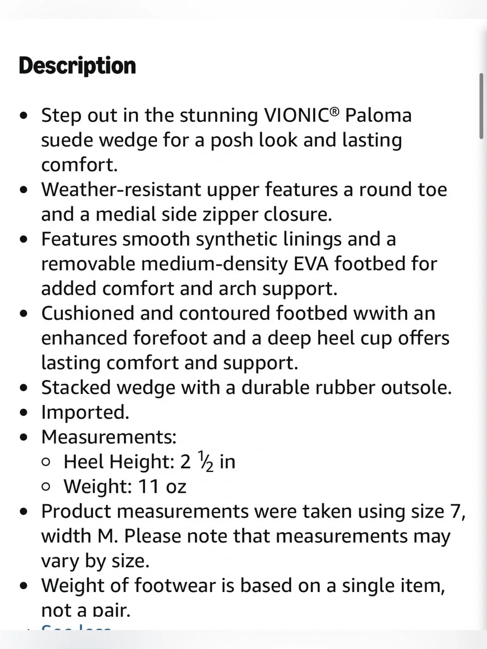 Vionic Paloma side wedge bootie