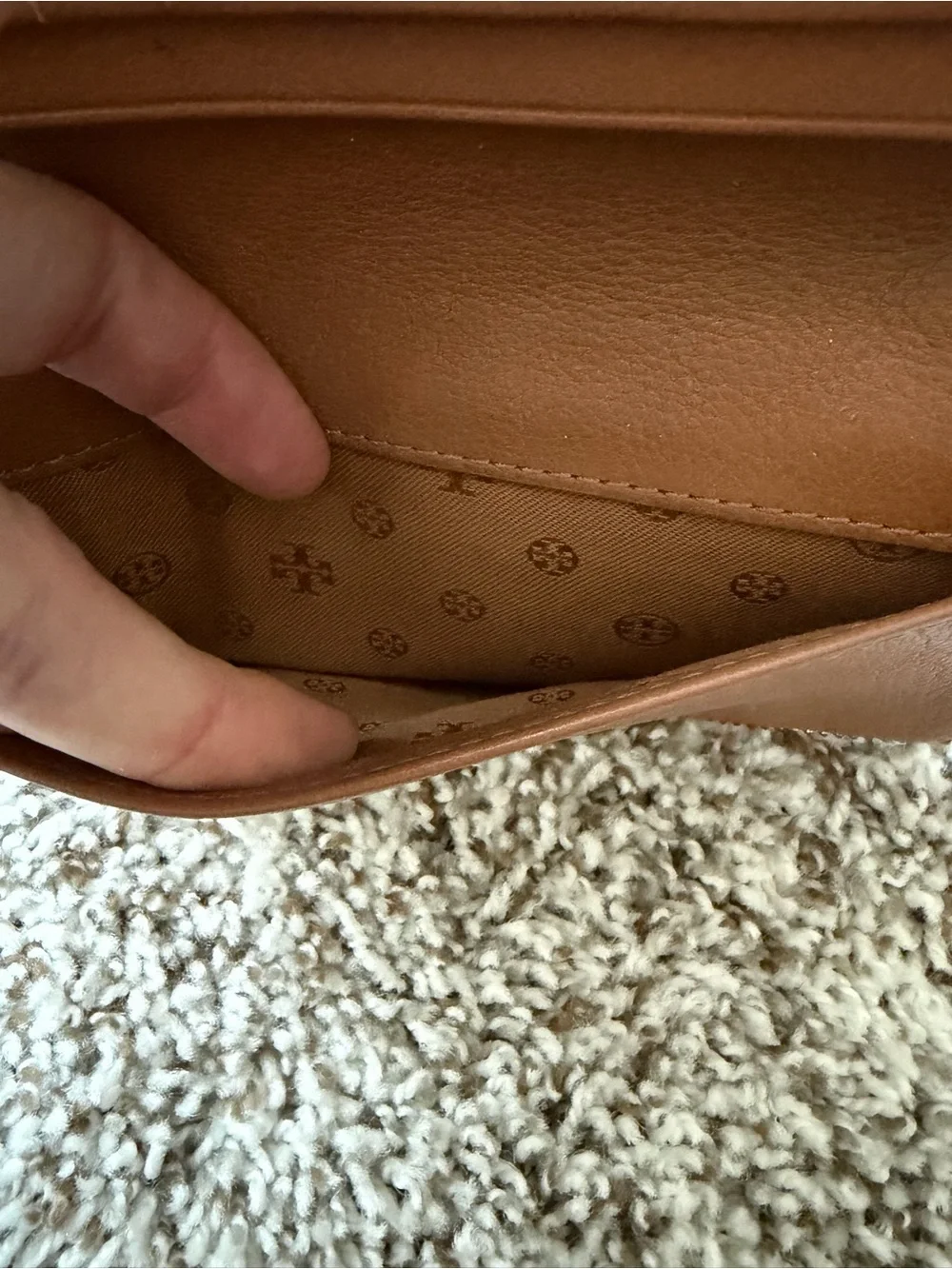 Tory Burch Leather Zip Card Case Wallet - Tan