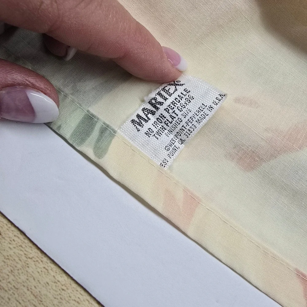 Vintage Martex Flat Sheet Twin Pillowcase Pink Floral Ruffle Cottagecore Rose