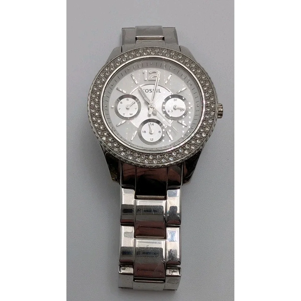 Fossil Stella ES3722 Women Silver Stainless Steel Analog Dial Wrist Watch JNA319