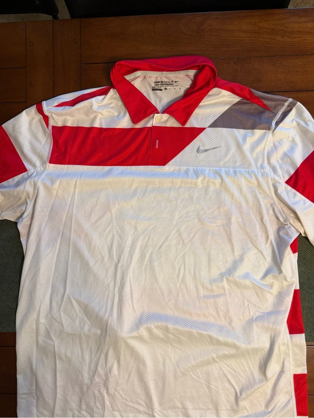 Nike Men’s White and Red Colorblock Performance Polo