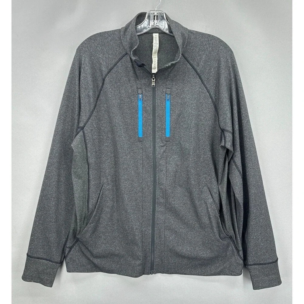 Lululemon‎ Jacket Mens 2XL Full Zip Pockets Gray Shift Running Workout Mock XXL