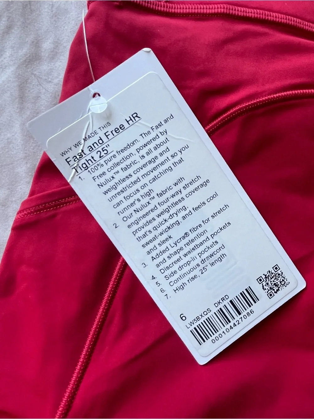 Lululemon Fast and Free High Rise pant   25