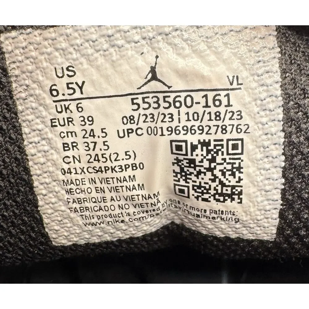 Air Jordan 1 Low GS Bred Toe 2.0 553560-161 Black Red White 6.5Y
