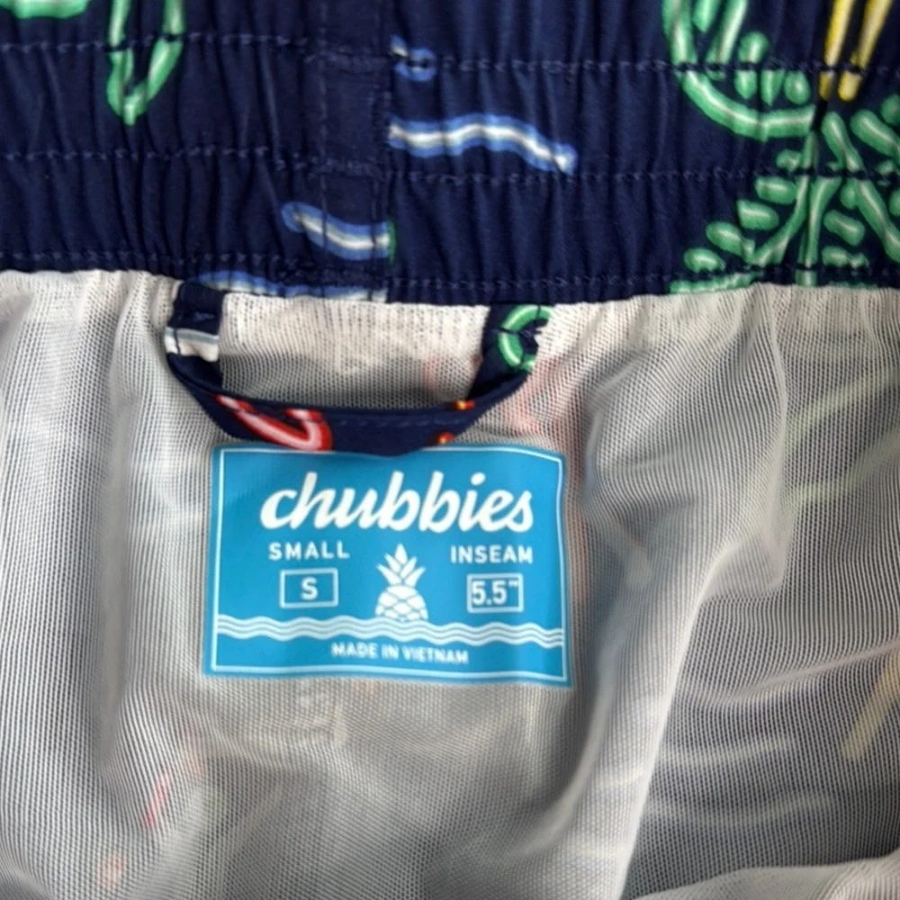 Chubbies Navy Tropical Print Swim Trunks