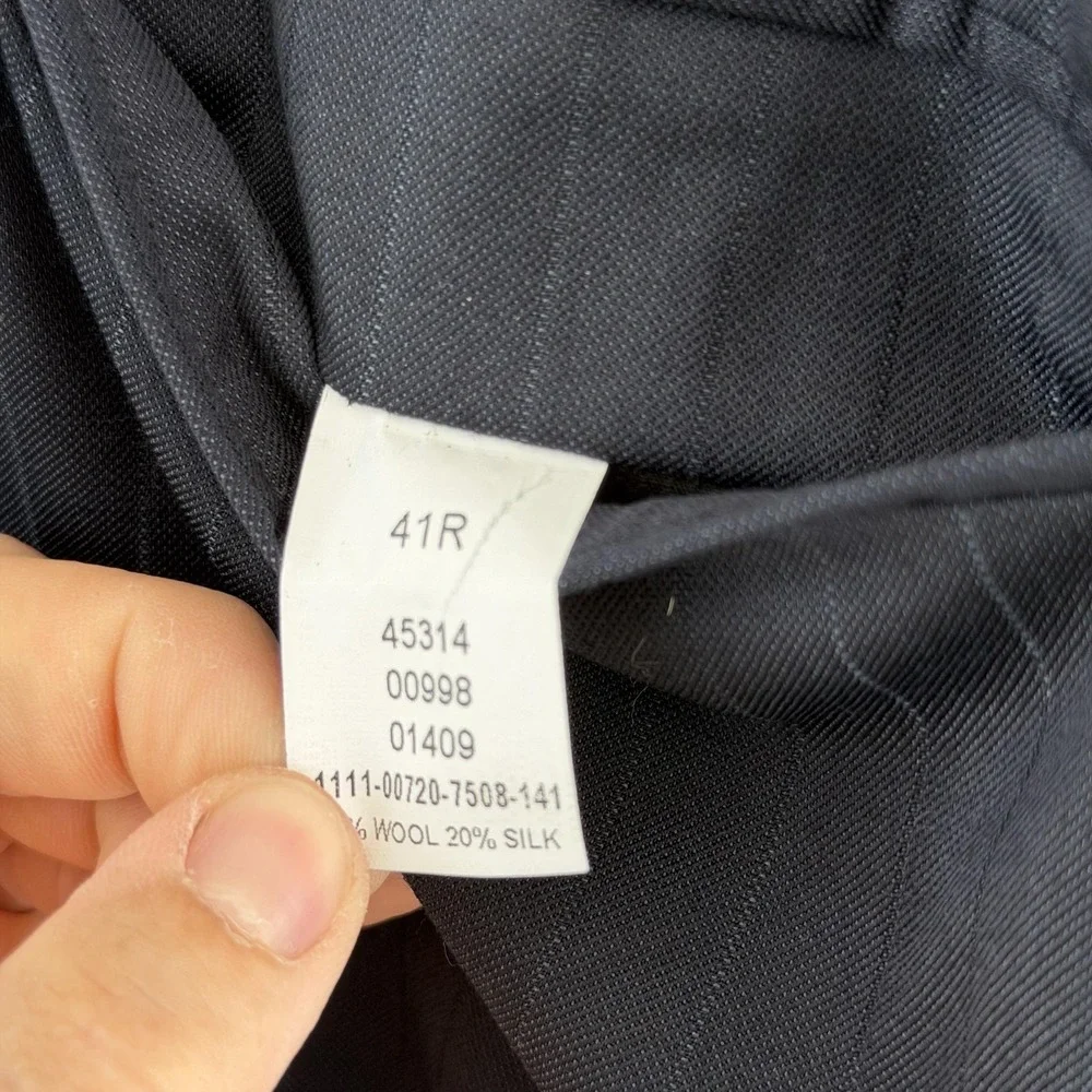 Jos A Bank Suit Mens 46R Blue Pinstripe Wool Silk 2 Piece 41x31 Pants Business