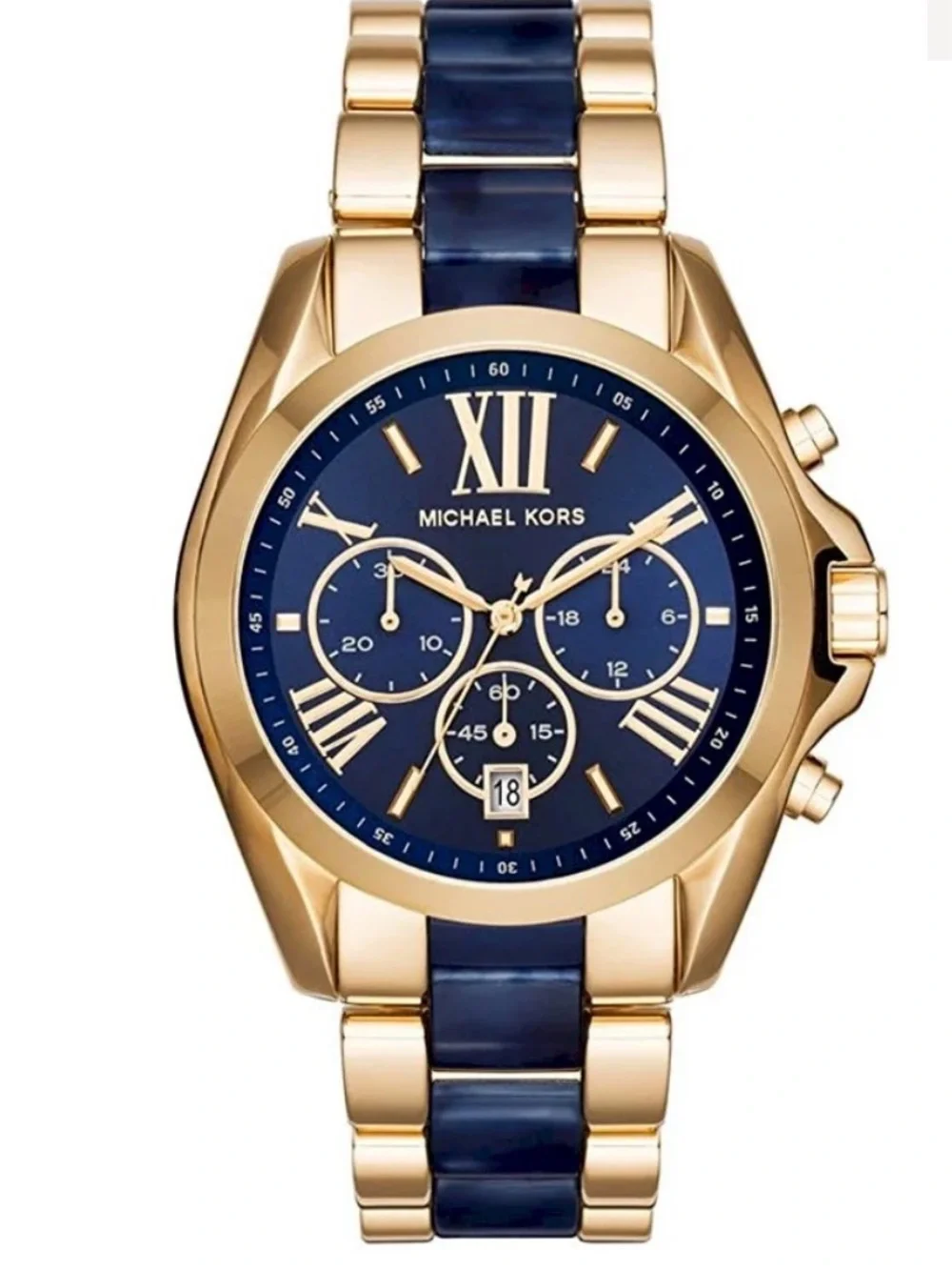 Michael Kors Gold and Navy Chronograph Watch Mens