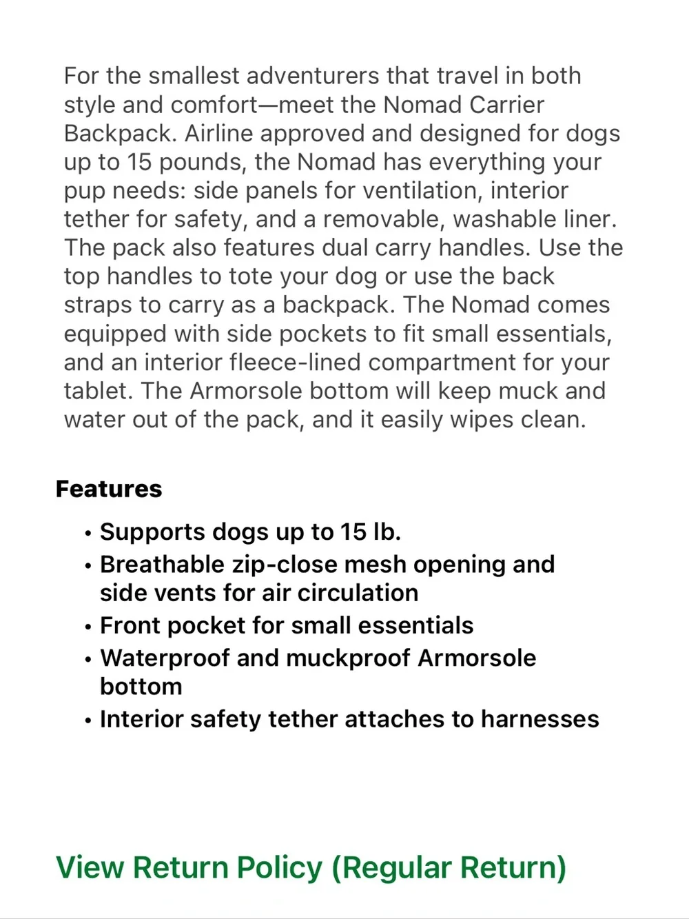 Kurgo Blue Backpack Pet Carrier with Teal Interior