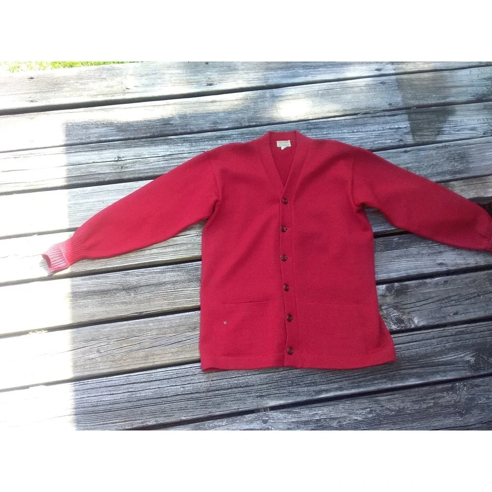 VTG CARL COERS Varsity Wool 44 Men's Letterman Red Cardigan 1950-1960s Ole Miss