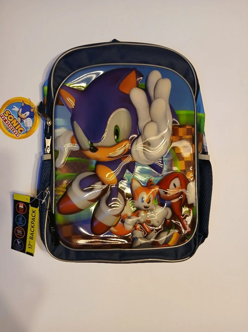Sonic The Hedgehog Kids Backpack NWT 3D Molded School Book Bag Sega Tails Knuckl
