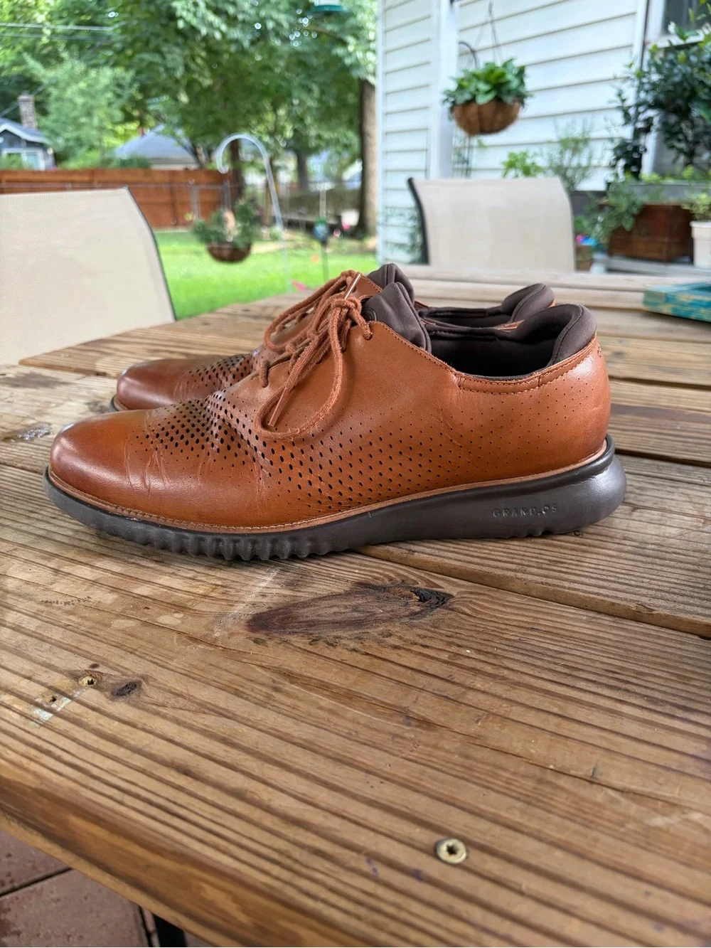 Cole Haan Men's Zerogrand Casual Perforated Leather Shoes - Brown size 10.5W