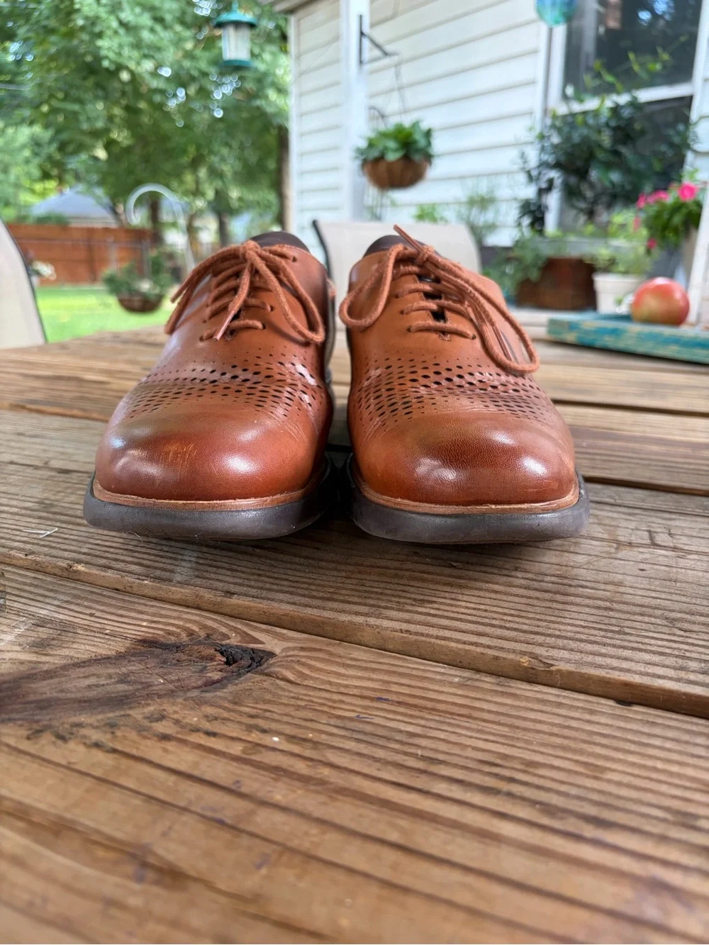 Cole Haan Men's Zerogrand Casual Perforated Leather Shoes - Brown size 10.5W