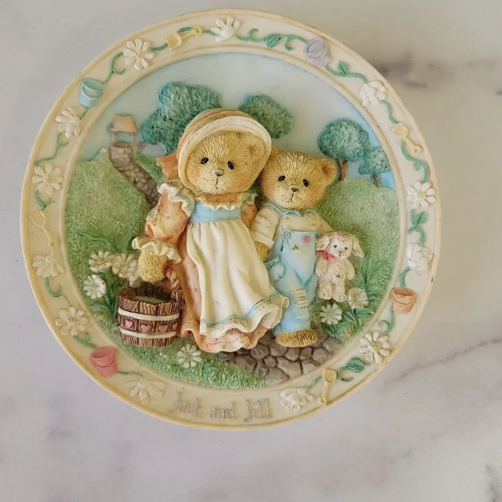 Cherished Teddies ceramic hanging wall art Jack & Jill friendship will never tum