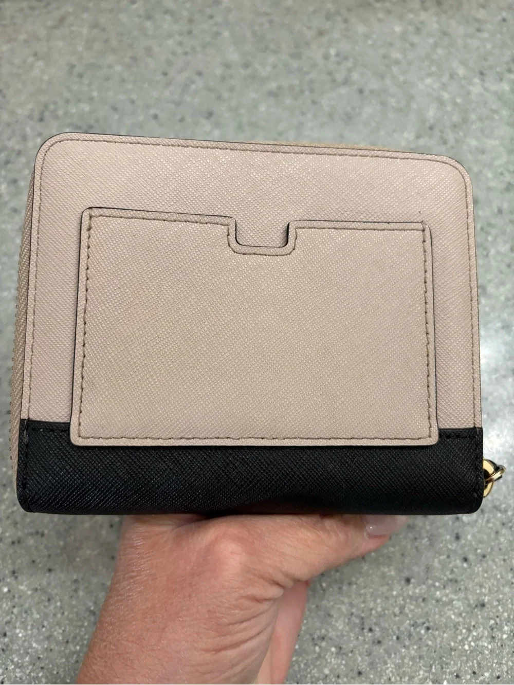 kate spade Blush and Black Zip-Around Compact Wallet