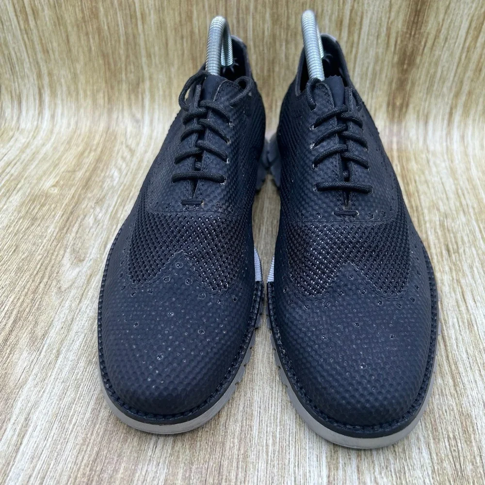 Cole‎ Haan Zerogrand No Stitch Men's 8 M Black Knit Wingtip Oxford Shoes C20021