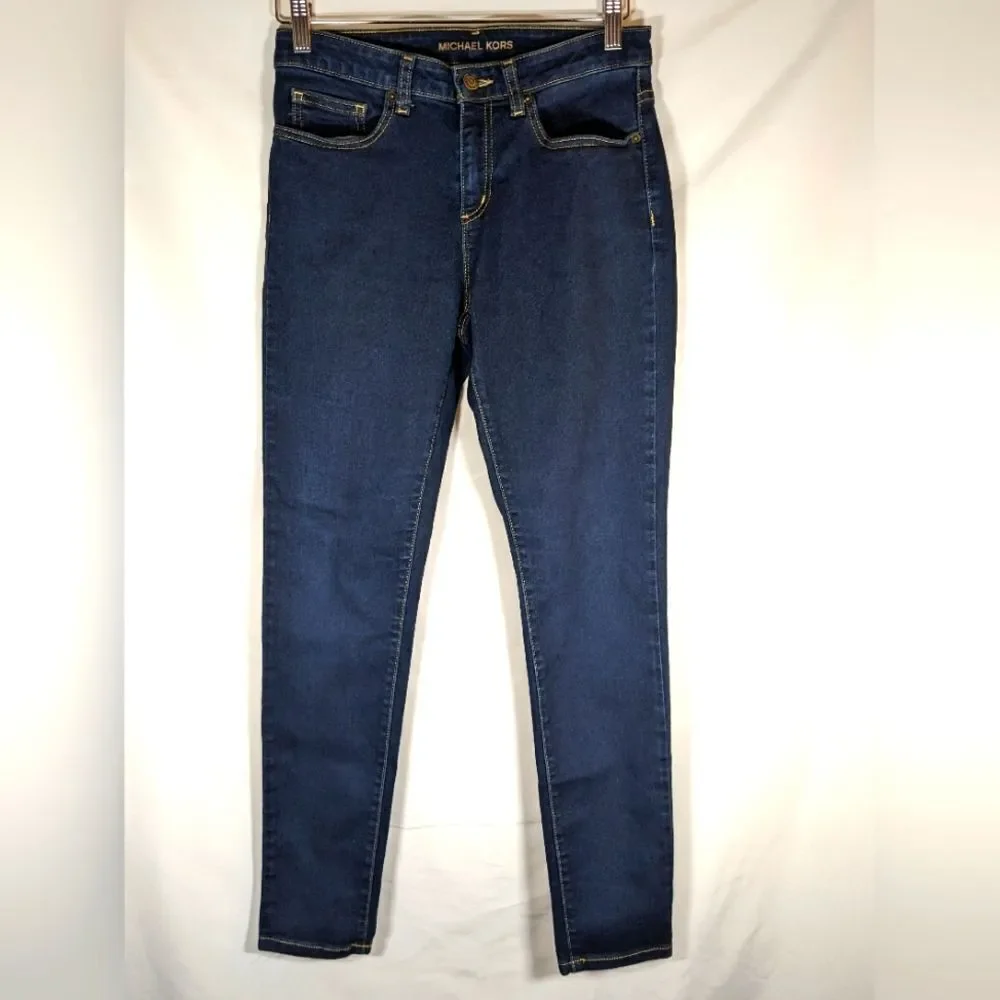 Michael Kors Izzy Skinny Dark Wash Denim Mid Rise Jeans Size 6