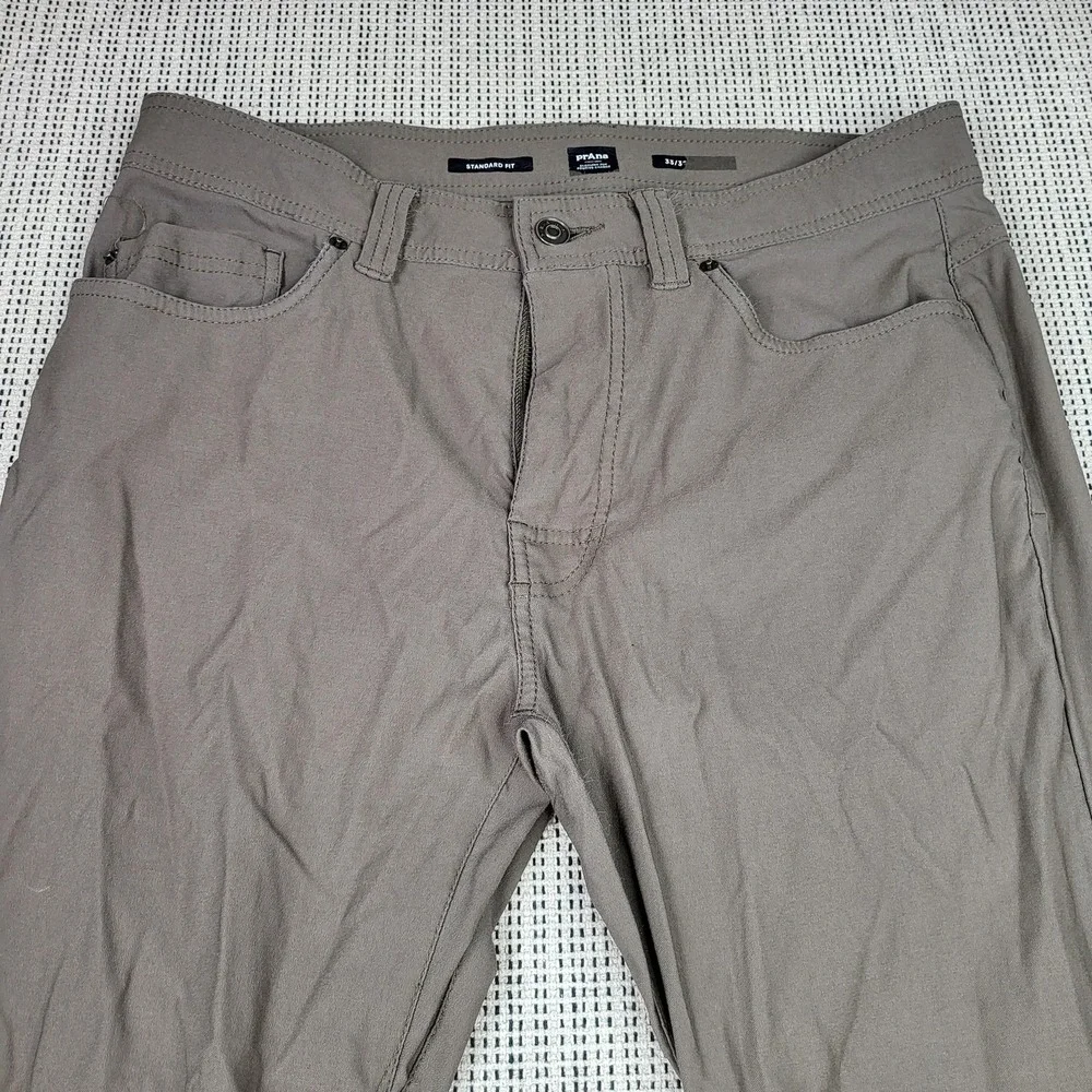 PrAna Pants Mens 33x32 Brown Chino Standard‎ Fit Casual Outdoor Hiking Stretch