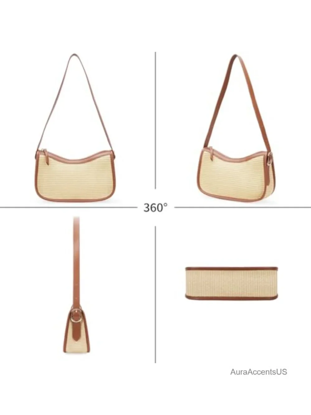 Women's Crescent Shoulder Bag Hobo Vegan Leather Adjustable Strap Lightweight
