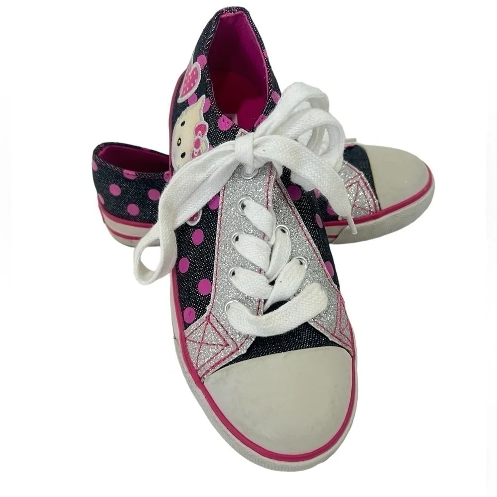 Hello Kitty Sanrio gray pink polka dots sneakers size 1