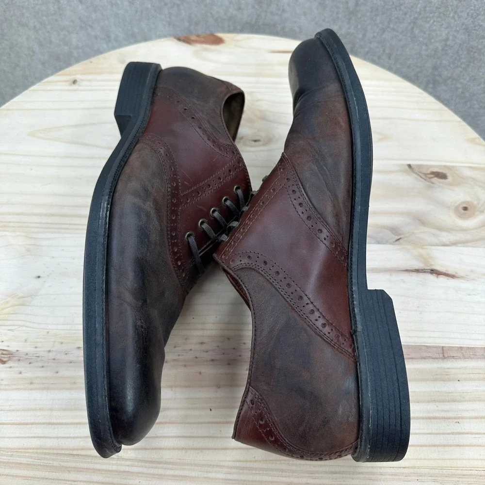 Johnston Murphy Sheepskin Leather Shoes Mens 12 Two-Tone Burnished Brogue Oxford