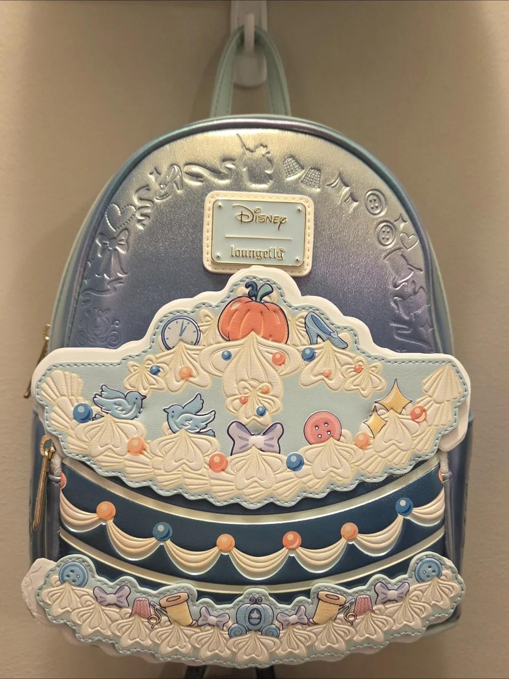 Disney Loungefly Cinderella Cake Blue Iridescent Mini Backpack