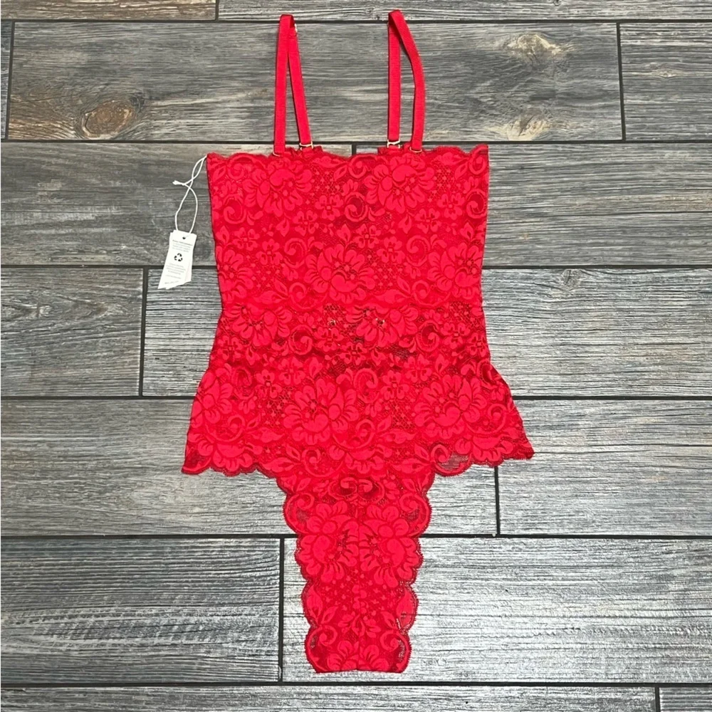 NWT $98 We Are HAH X Free People Spinster Reversible Bodysuit XS Siren Red Top