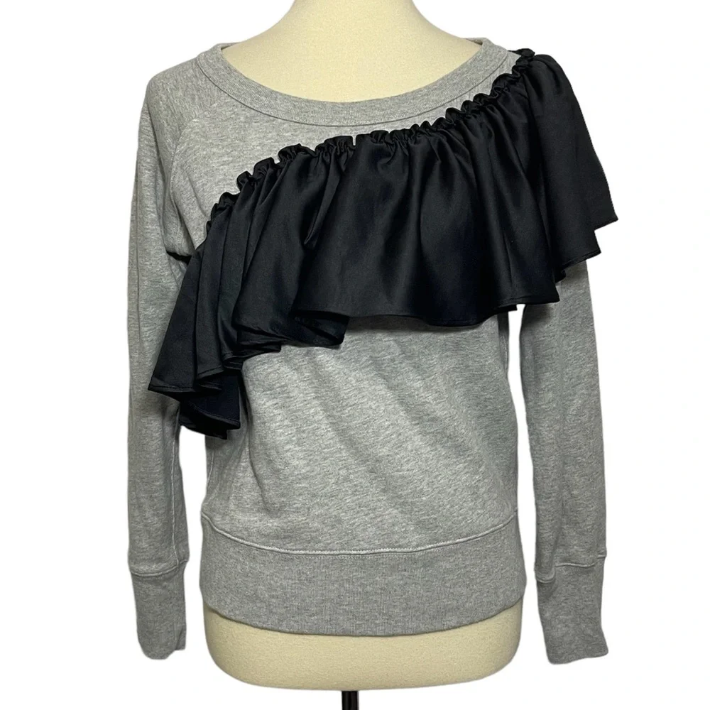 J. Crew Asymmetrical Ruffle Sweatshirt