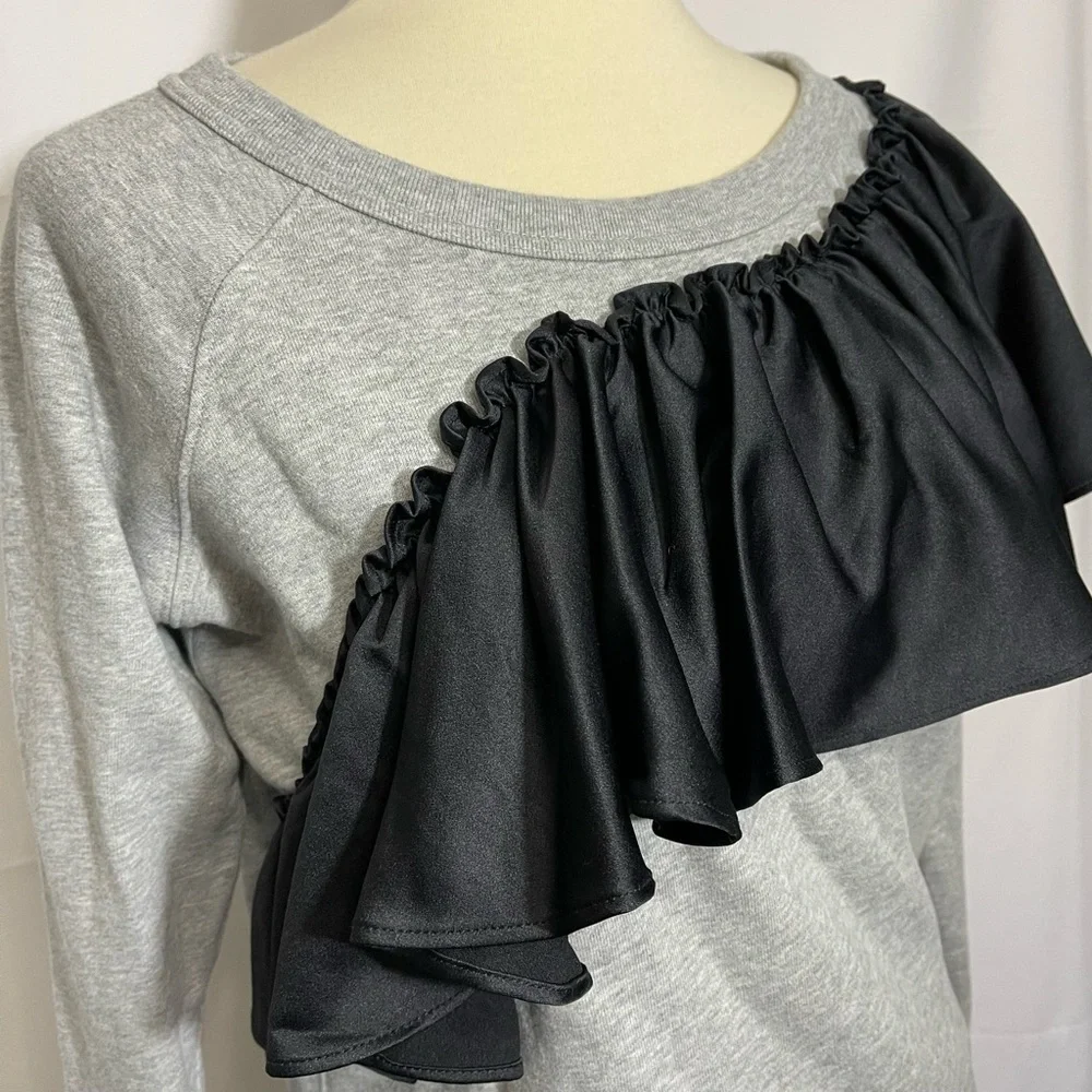 J. Crew Asymmetrical Ruffle Sweatshirt