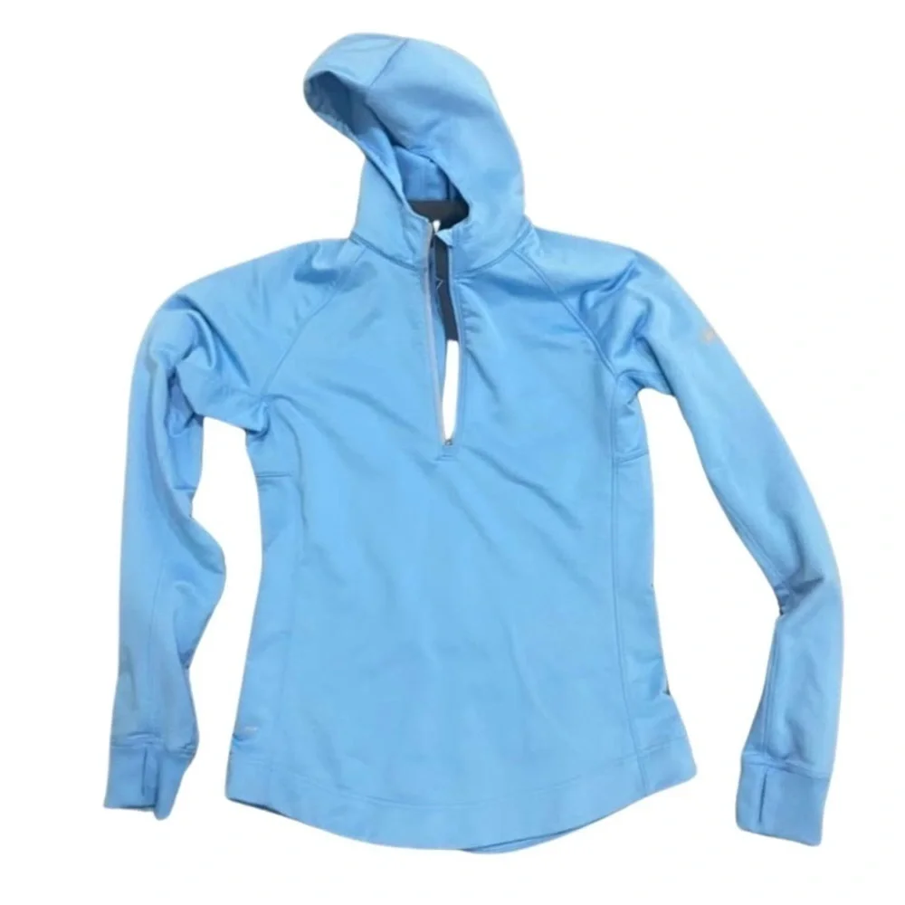 Nike Dri-Fit Hooded Quarter Zip Sweatshirt in Blue, Size M​​​​​​​​​