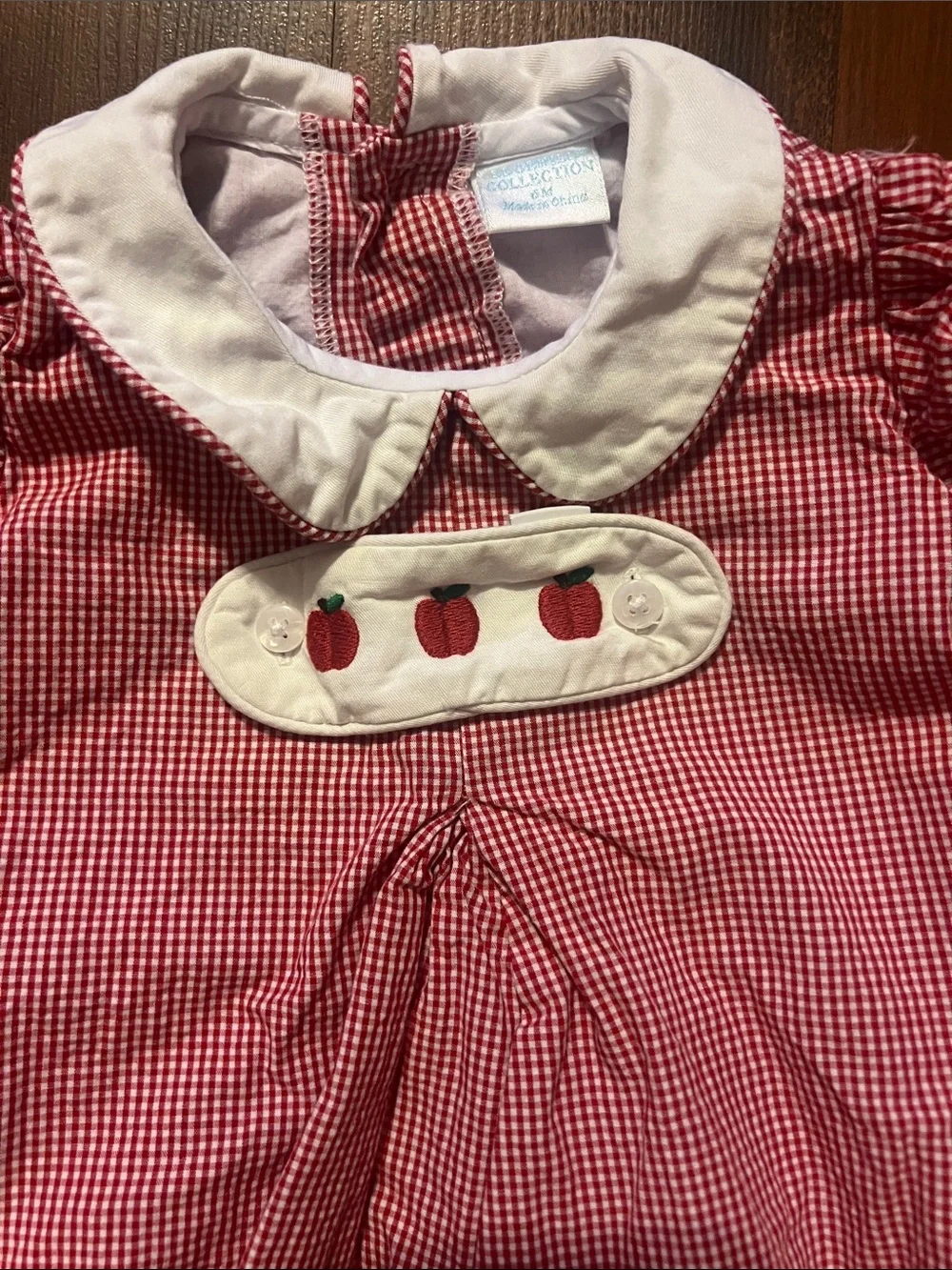 Edgehill Collection Red and White Check Baby Bubble Romper Size 6 Months