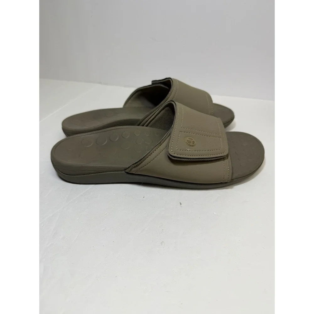 Vionic Kiwi -Men's Motion Control Orthotic Slide Sandal Camel Khaki Sz 10