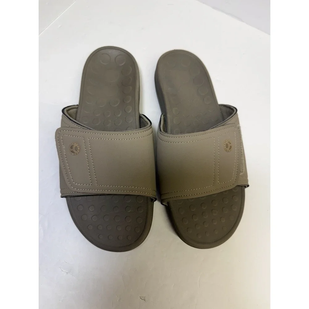 Vionic Kiwi -Men's Motion Control Orthotic Slide Sandal Camel Khaki Sz 10